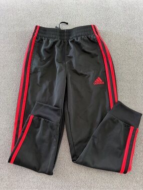 adidas Black Joggers with Red Side Stripes